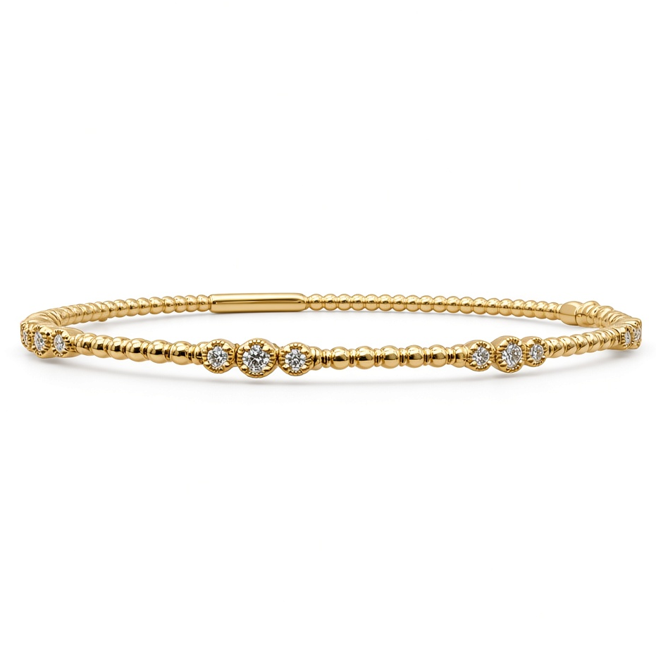 Diamond Set Bangle in 14ct Gold, 0.31ct