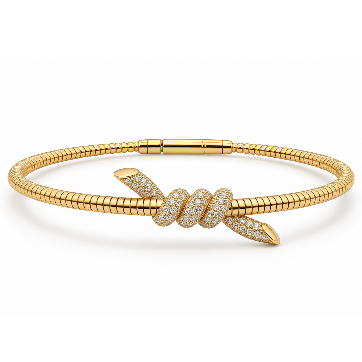 Diamond Set Wraparound Bangle in 14ct Gold, 0.50ct