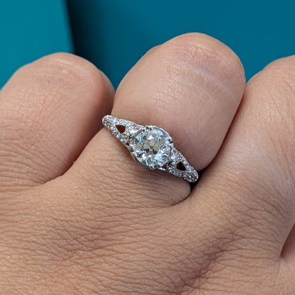 Pre-owned Old Cut Diamond Art Deco Style Ring with Diamond Set Shoulders, 0.70ct