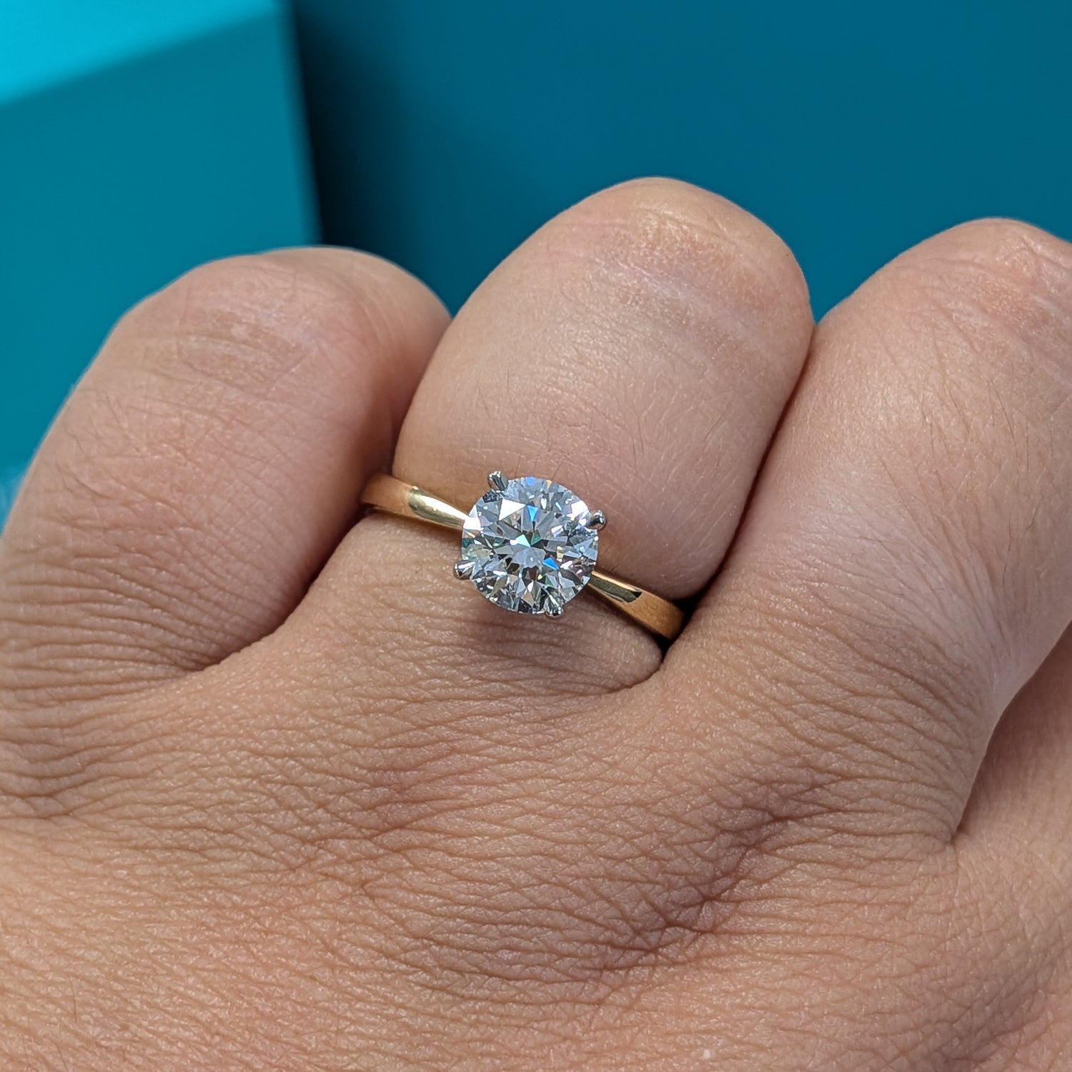 Diamond Solitaire Engagement Ring in Platinum &amp; 18ct Yellow Gold, 1.30ct