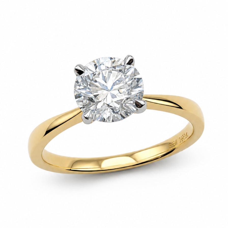 Diamond Solitaire Engagement Ring in Platinum &amp; 18ct Yellow Gold, 1.30ct