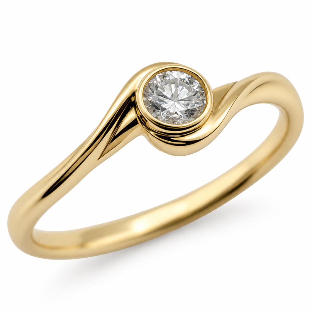 Diamond Solitaire Engagement Ring in 9ct Yellow Gold, 0.13ct