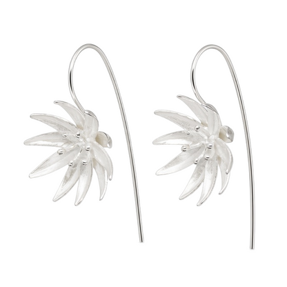 Sterling Silver 3D Flower Drop Earrings