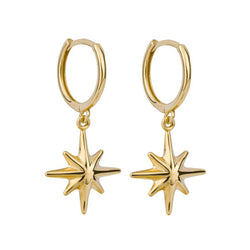 Star drop hoop earrings in 9ct gold