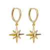 Star drop hoop earrings in 9ct gold