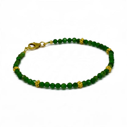 Green Tourmaline Bead Bracelet with Gold Vermeil Details