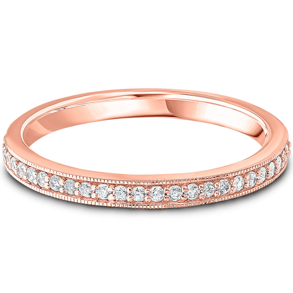 Milgrain Claw Set Brilliant Cut Diamond Wedding Band | 0.15ct
