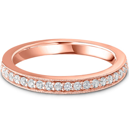 Milgrain Claw Set Brilliant Cut Diamond Wedding Band | 0.25ct