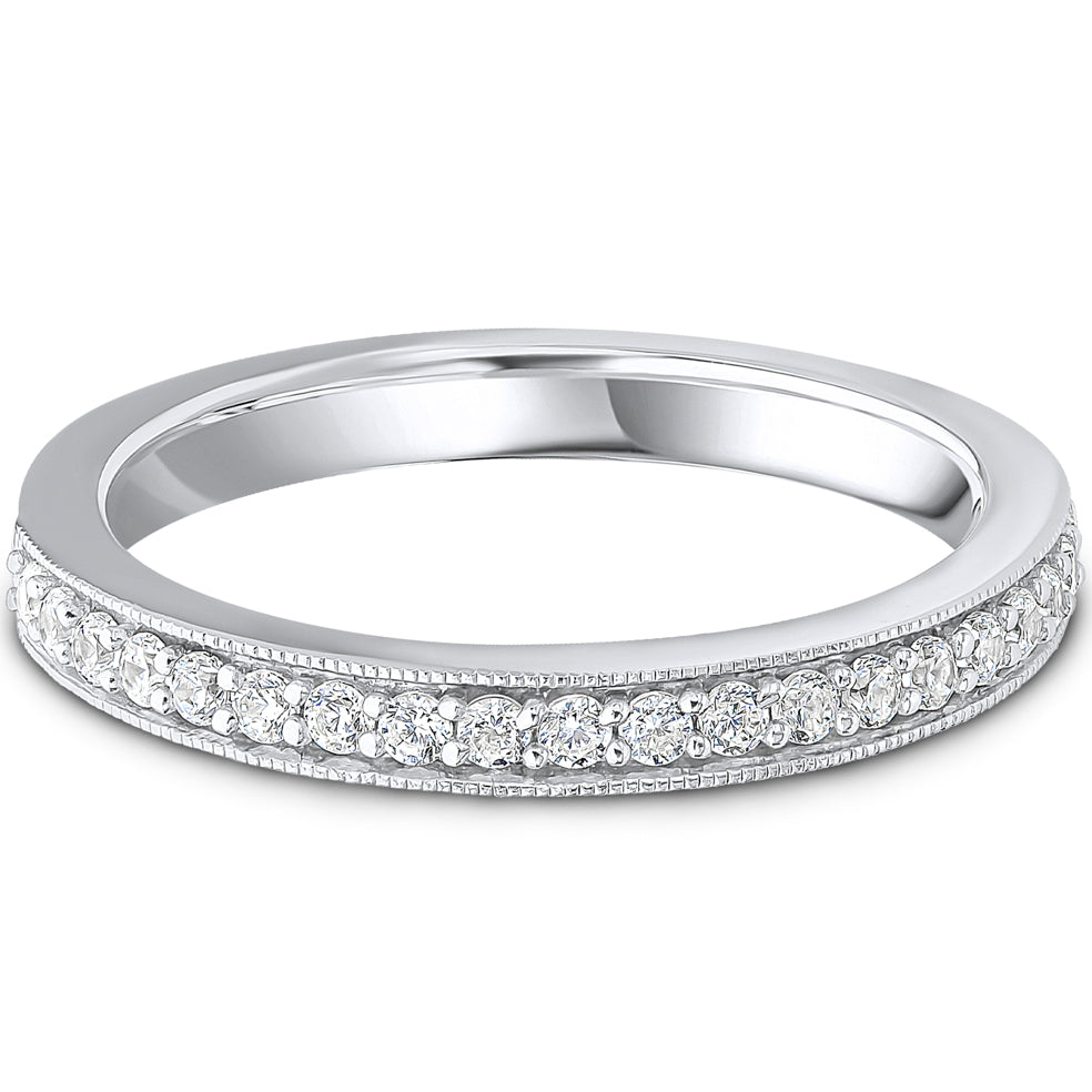 Milgrain Claw Set Brilliant Cut Diamond Wedding Band | 0.25ct