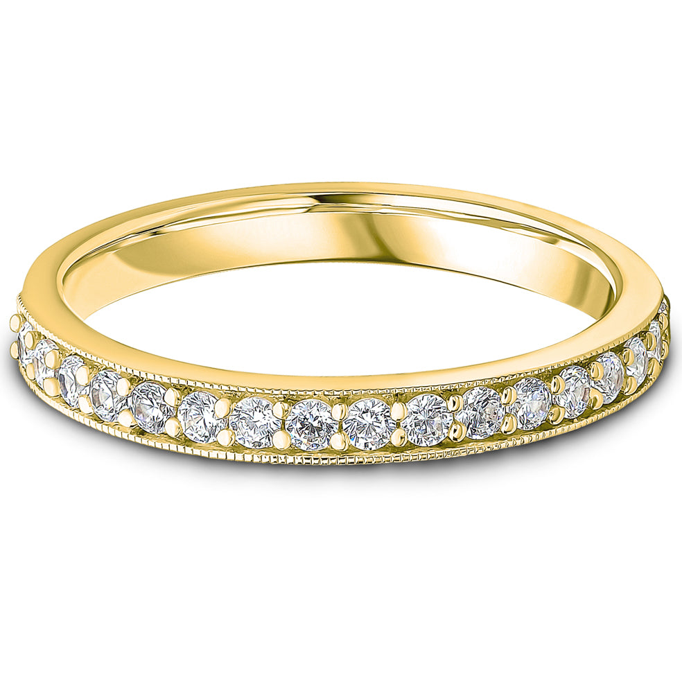 Milgrain Claw Set Brilliant Cut Diamond Wedding Band | 0.33ct