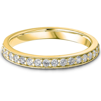 Milgrain Claw Set Brilliant Cut Diamond Wedding Band | 0.33ct