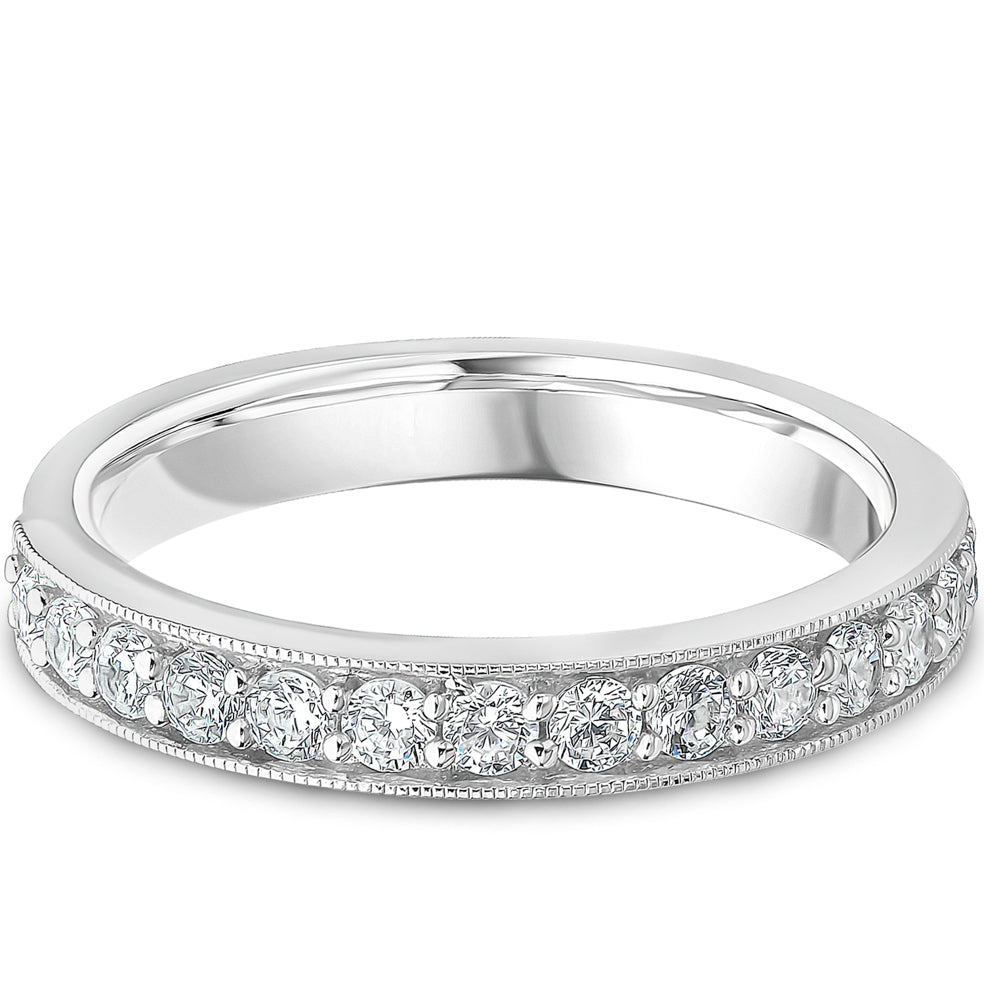 Milgrain Claw Set Brilliant Cut Diamond Wedding Band | 0.50ct