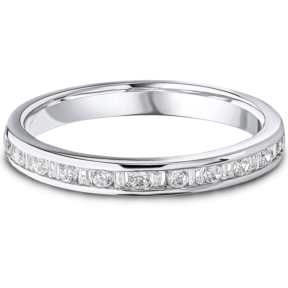 Channel Set Brilliant &amp; Baguette Cut Diamond Wedding Band | 0.25ct