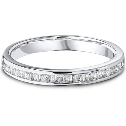 Channel Set Brilliant &amp; Baguette Cut Diamond Wedding Band | 0.25ct