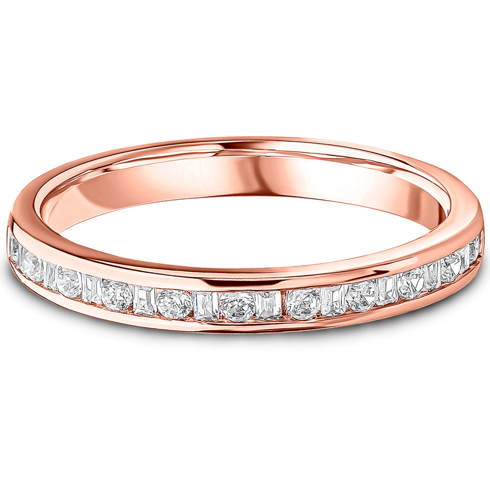 Channel Set Brilliant &amp; Baguette Cut Diamond Wedding Band | 0.25ct