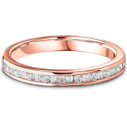 Channel Set Brilliant &amp; Baguette Cut Diamond Wedding Band | 0.25ct
