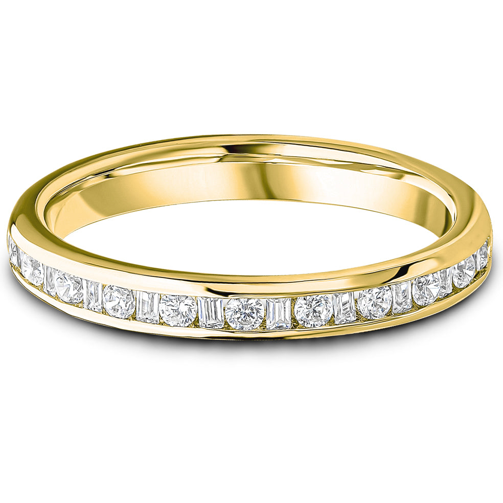 Channel Set Brilliant &amp; Baguette Cut Diamond Wedding Band | 0.33ct