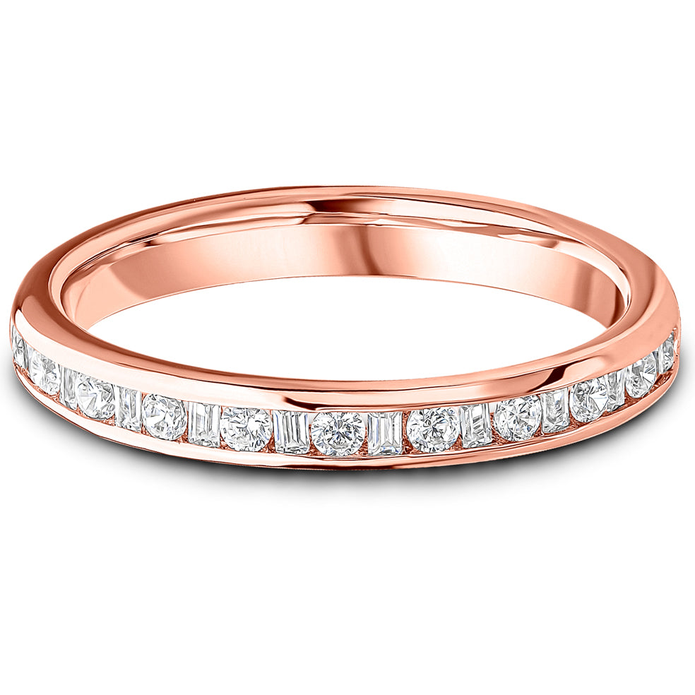 Channel Set Brilliant &amp; Baguette Cut Diamond Wedding Band | 0.33ct
