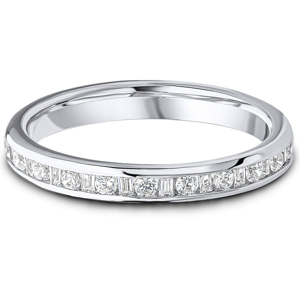 Channel Set Brilliant &amp; Baguette Cut Diamond Wedding Band | 0.33ct