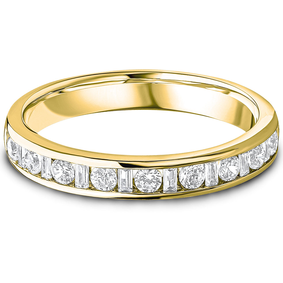 Channel Set Brilliant &amp; Baguette Cut Diamond Wedding Band | 0.50ct