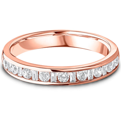 Channel Set Brilliant &amp; Baguette Cut Diamond Wedding Band | 0.50ct