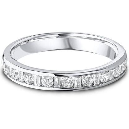 Channel Set Brilliant &amp; Baguette Cut Diamond Wedding Band | 0.50ct