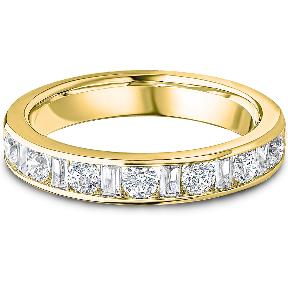 Channel Set Brilliant &amp; Baguette Cut Diamond Wedding Band | 0.75ct