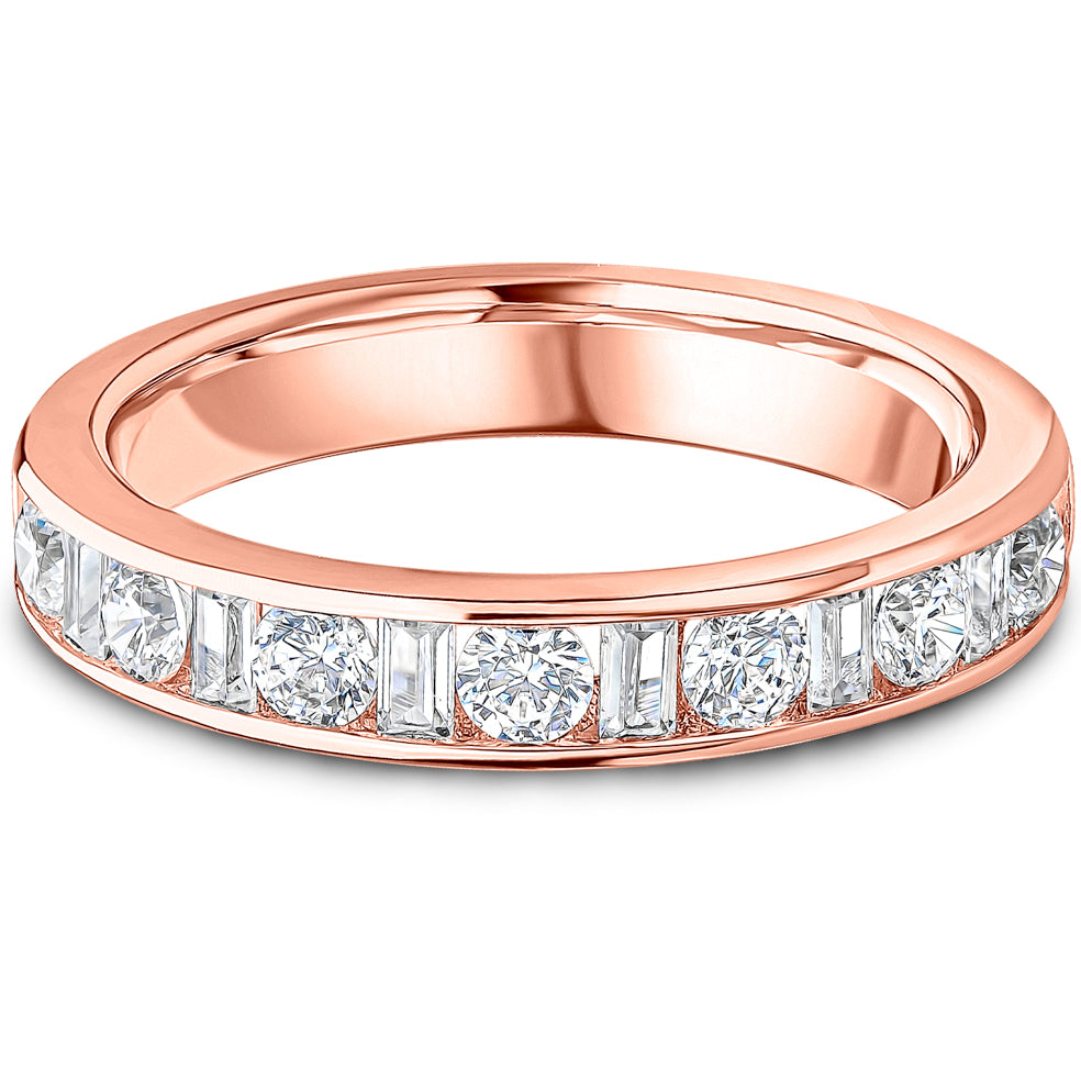 Channel Set Brilliant &amp; Baguette Cut Diamond Wedding Band | 0.75ct
