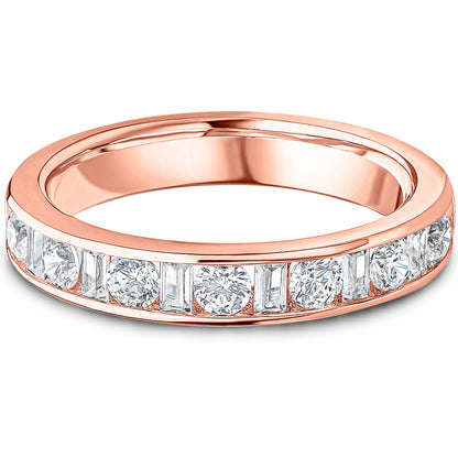 Channel Set Brilliant &amp; Baguette Cut Diamond Wedding Band | 0.75ct