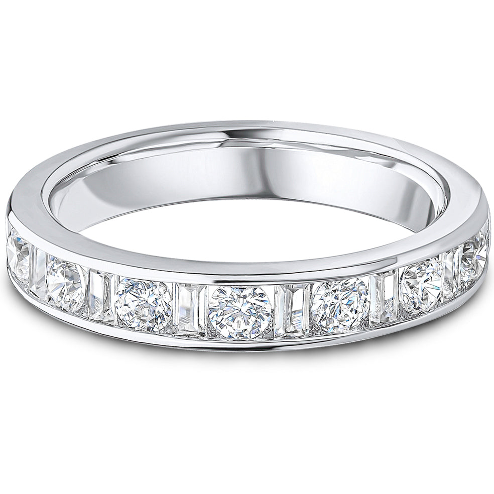 Channel Set Brilliant &amp; Baguette Cut Diamond Wedding Band | 0.75ct