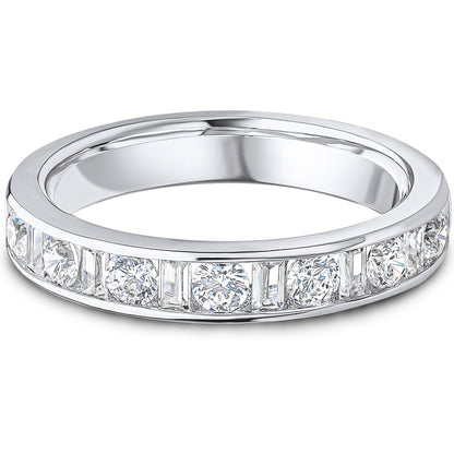 Channel Set Brilliant &amp; Baguette Cut Diamond Wedding Band | 0.75ct