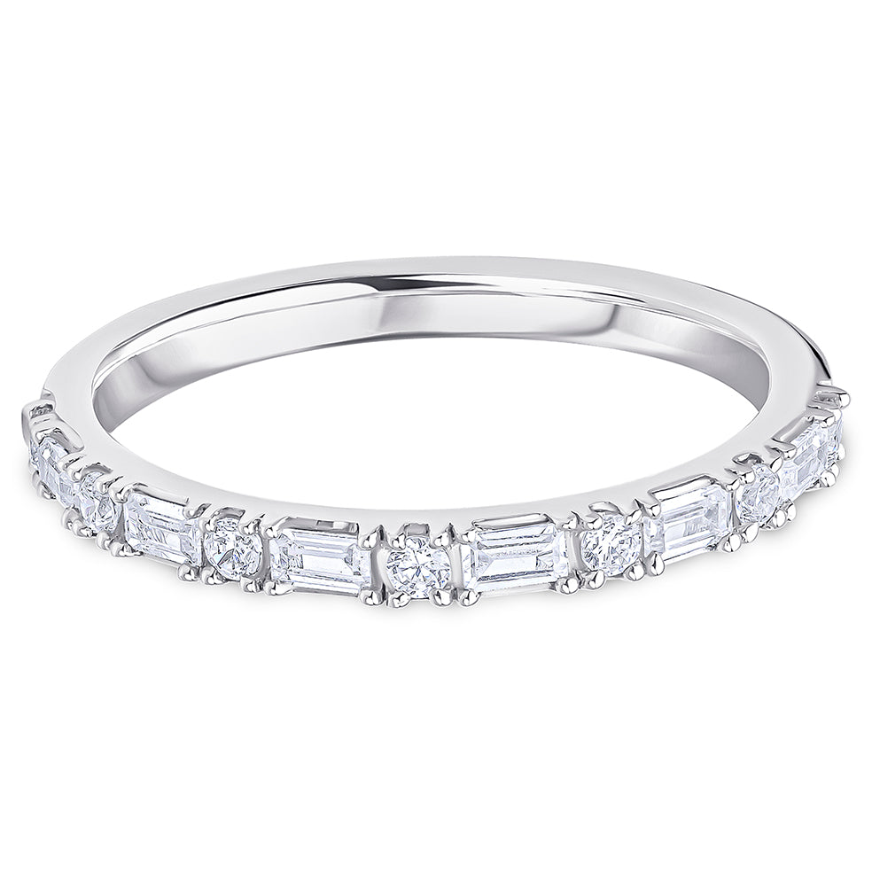 Landscape Claw Set Brilliant &amp; Baguette Cut Diamond Wedding Band | 0.33ct