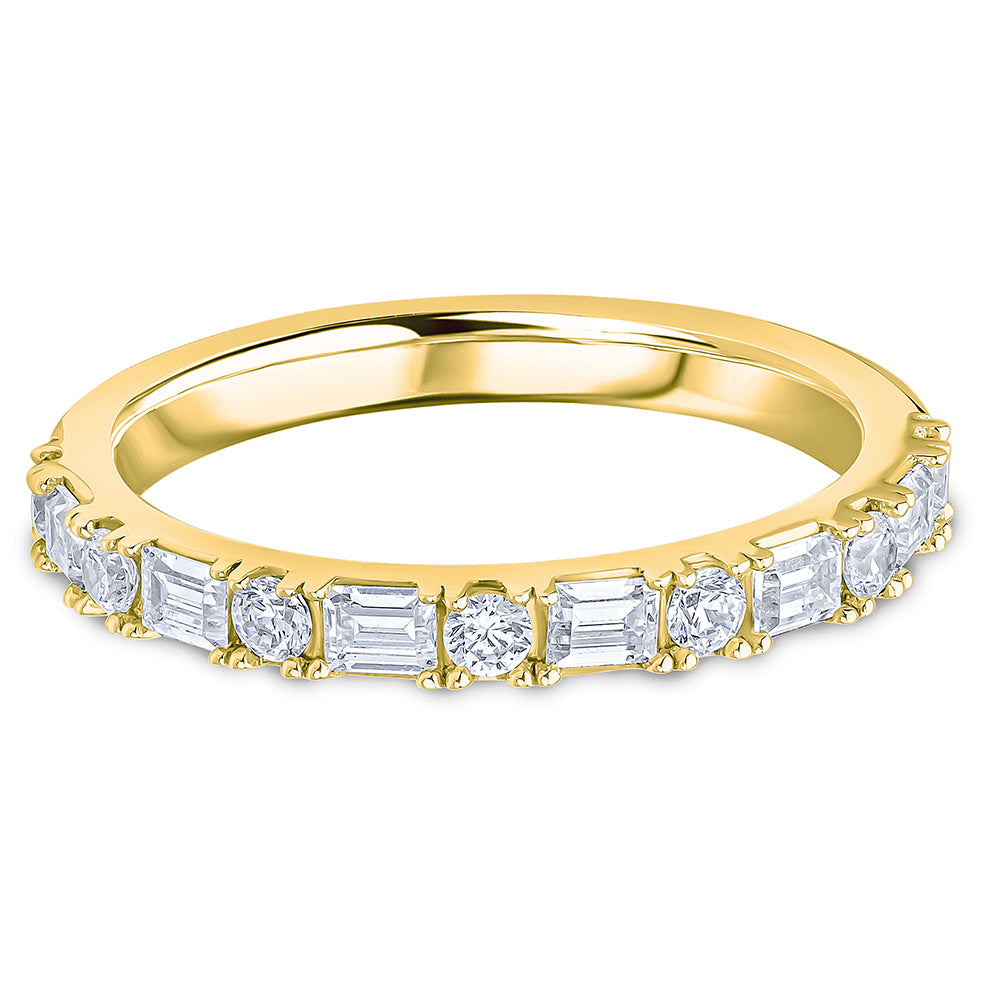 Landscape Claw Set Brilliant &amp; Baguette Cut Diamond Wedding Band | 0.60ct