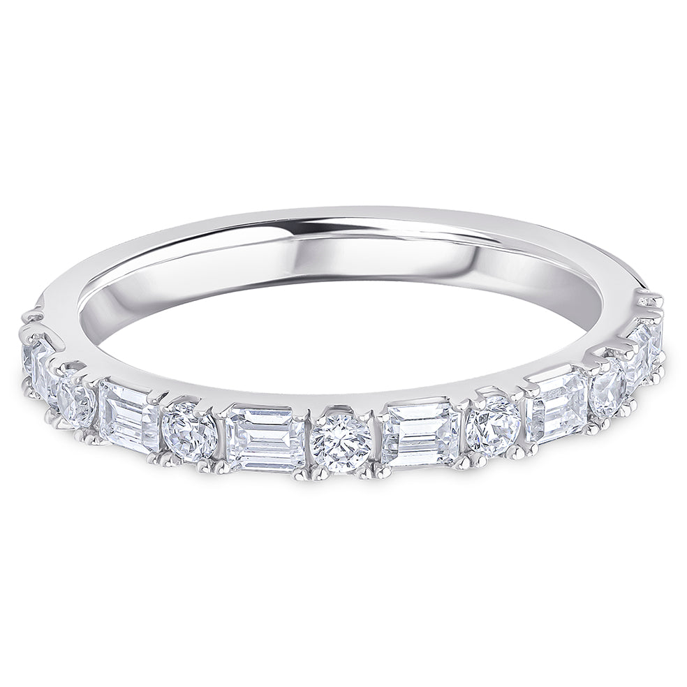 Landscape Claw Set Brilliant &amp; Baguette Cut Diamond Wedding Band | 0.60ct