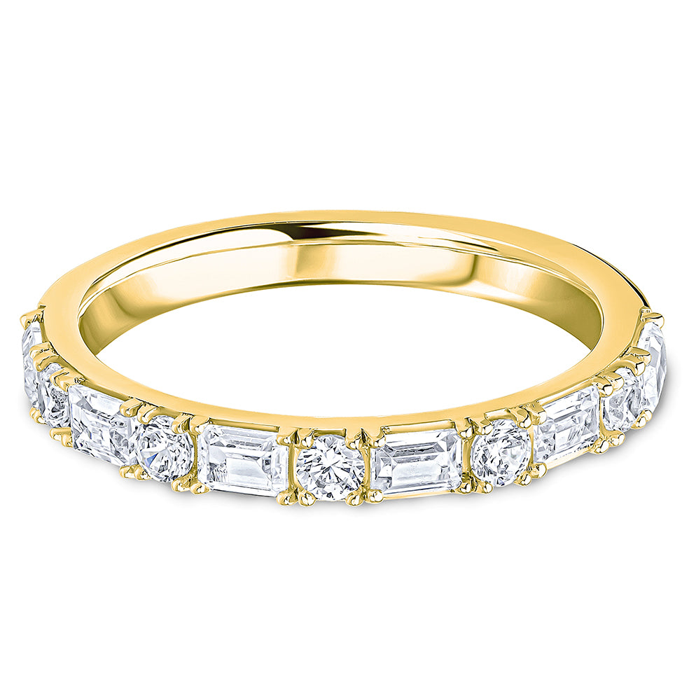 Landscape Claw Set Brilliant &amp; Baguette Cut Diamond Wedding Band | 0.75ct