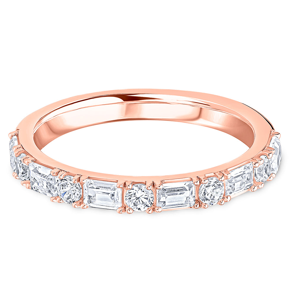Landscape Claw Set Brilliant &amp; Baguette Cut Diamond Wedding Band | 0.75ct