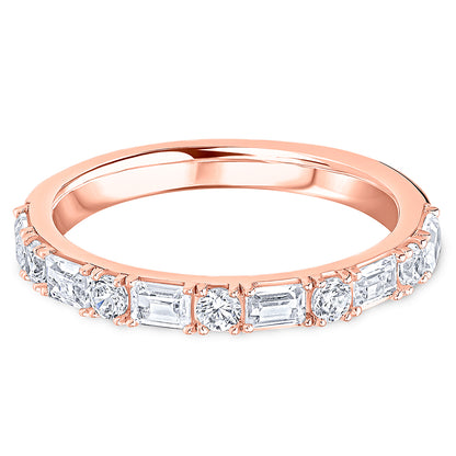 Landscape Claw Set Brilliant &amp; Baguette Cut Diamond Wedding Band | 0.75ct