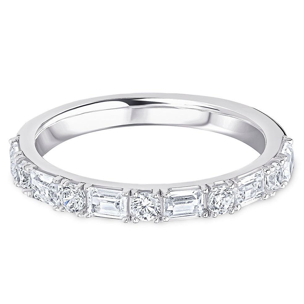 Landscape Claw Set Brilliant &amp; Baguette Cut Diamond Wedding Band | 0.75ct