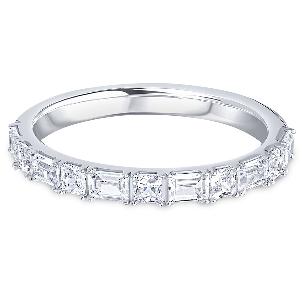 Landscape Claw Set Princess and Baguette Diamond Wedding Band | 0.75ct