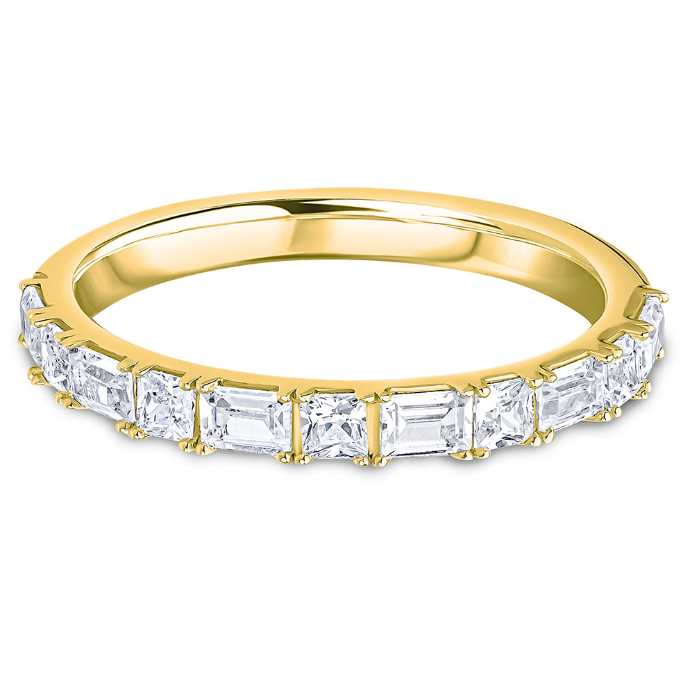 Landscape Claw Set Princess and Baguette Diamond Wedding Band | 0.75ct