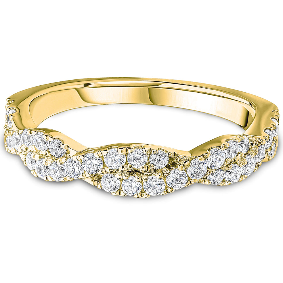 Claw Set Brilliant Cut Diamond Twisted Wedding Band | 0.50ct