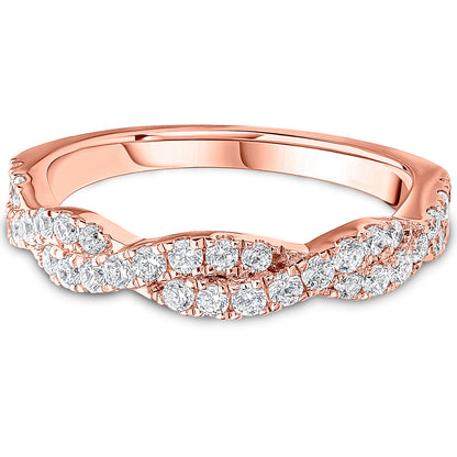 Claw Set Brilliant Cut Diamond Twisted Wedding Band | 0.50ct