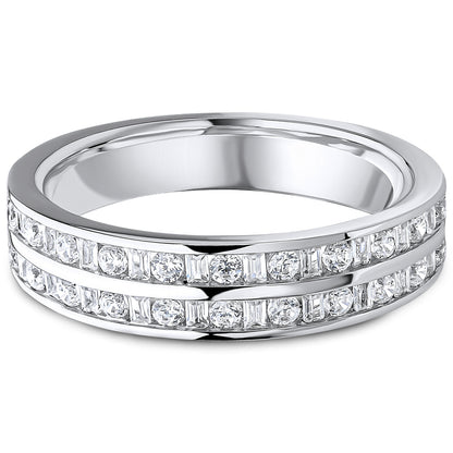 Channel Set Brilliant and Baguette Cut Diamond Double Row Wedding Band | 0.50ct