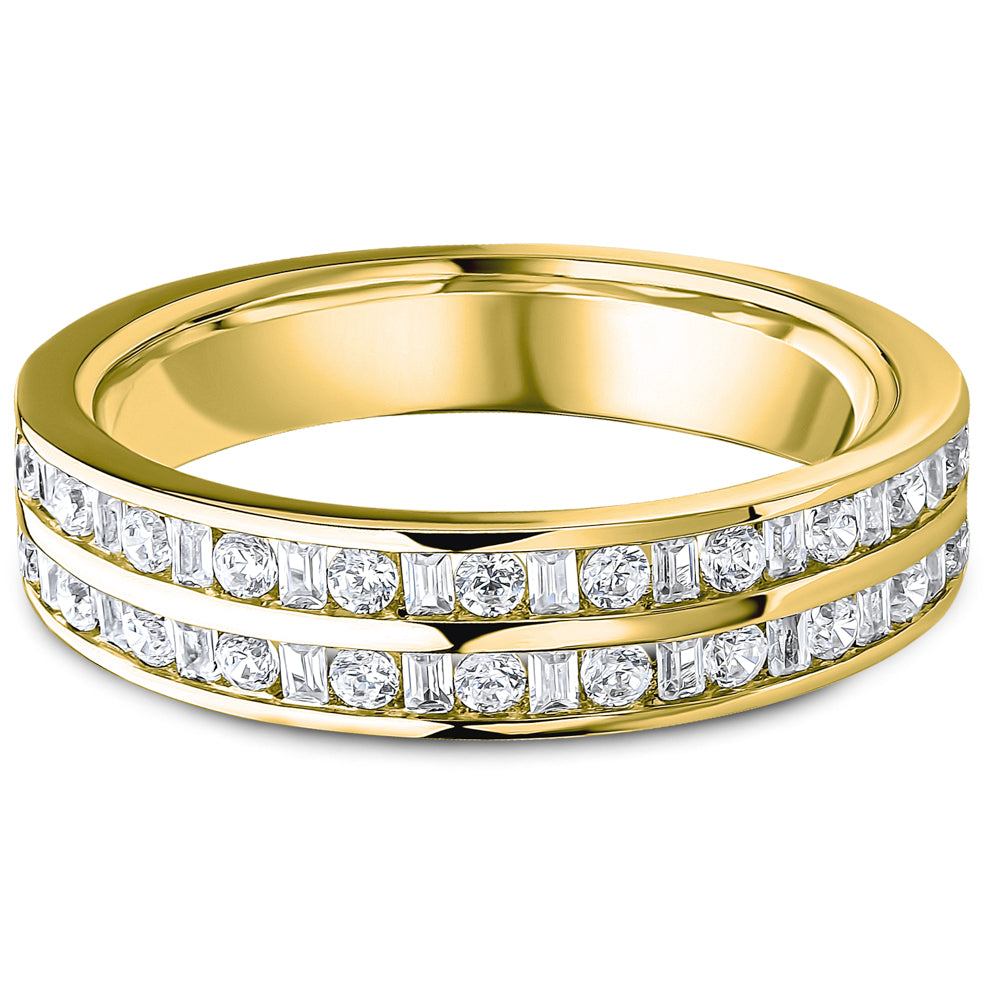Channel Set Brilliant and Baguette Cut Diamond Double Row Wedding Band | 0.50ct