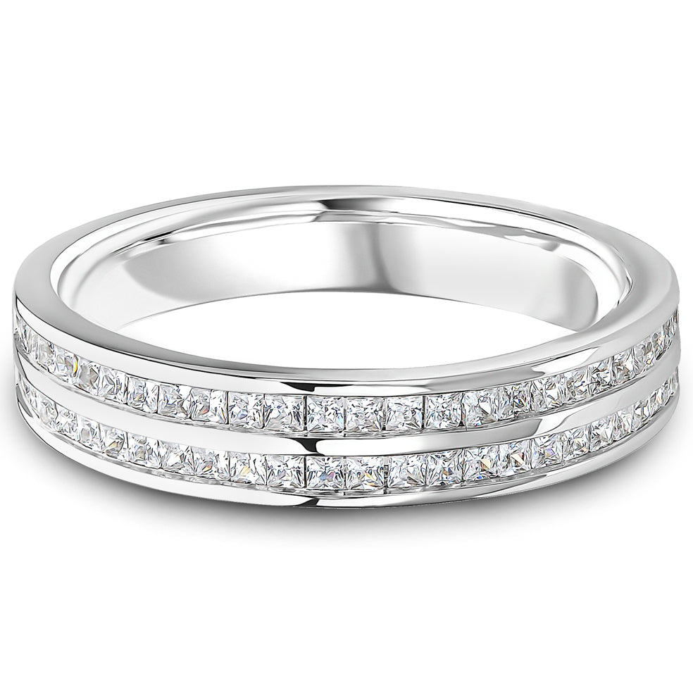 Channel Set Princess Cut Diamond Double Row Wedding Band | 0.50ct