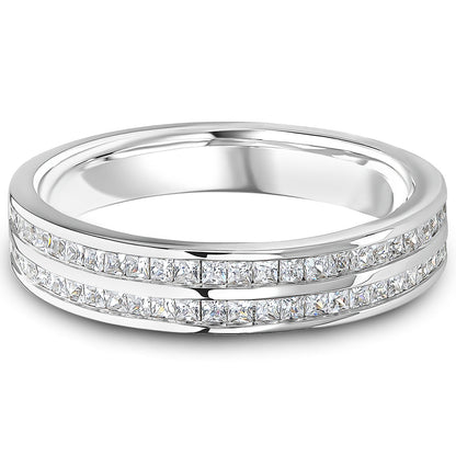 Channel Set Princess Cut Diamond Double Row Wedding Band | 0.50ct