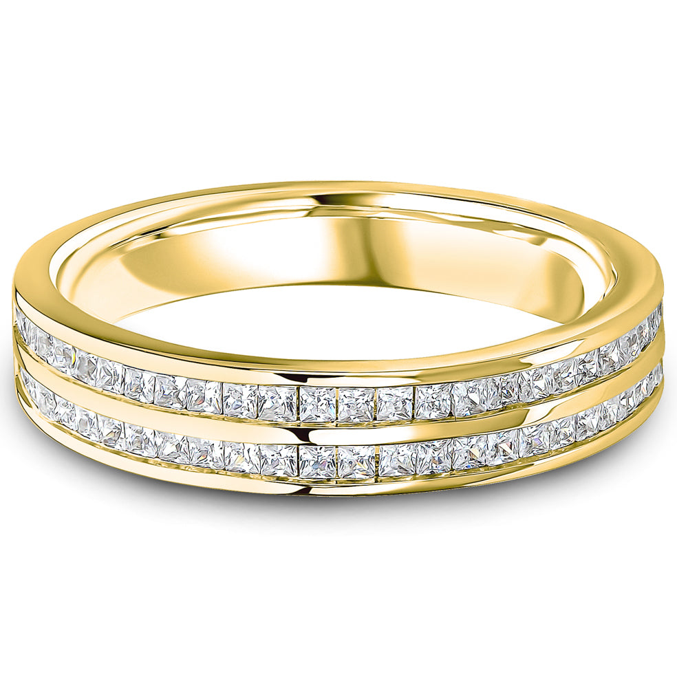 Channel Set Princess Cut Diamond Double Row Wedding Band | 0.50ct