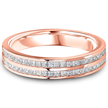 Channel Set Princess Cut Diamond Double Row Wedding Band | 0.50ct