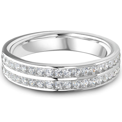Channel Set Brilliant Cut Diamond Double Row Wedding Band | 0.50ct