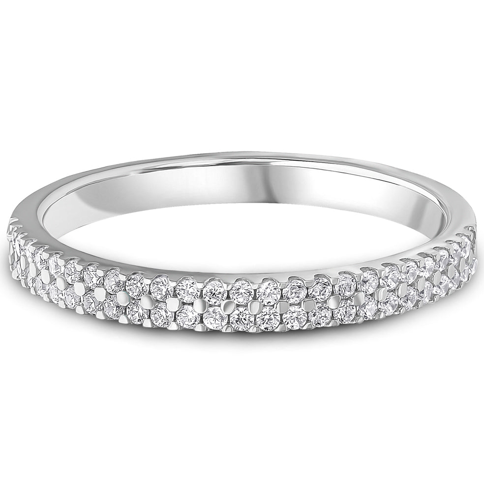 Claw Set Brilliant Cut Diamond Double Row Wedding Band | 0.25ct